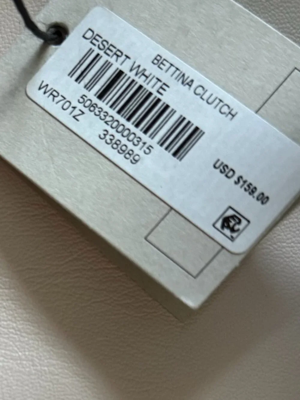 AllSaints Bettina Leather Clutch Desert White W613XD with Dust Bag,NWT $159 MSRP